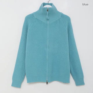 Ribbed zip-up cardigan