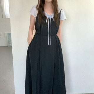 [2 colors] Pintuck Sleeveless Long Dress