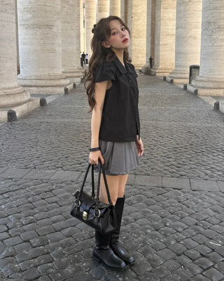Box pleat mini skirt