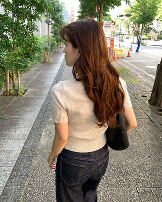 Ribbed Half-Sleeve Cardigan