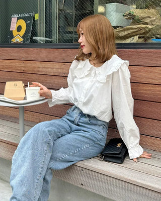 Big frill collar blouse