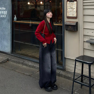 Waistband String Pintuck Denim Pants