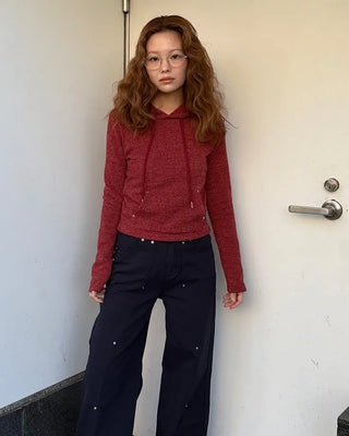 Slim-fit knit hoodie