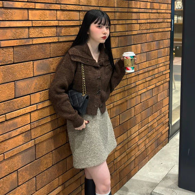 Big Collar Knit Cardigan