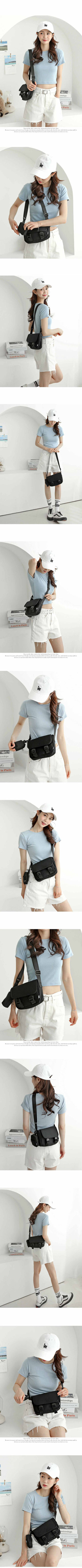 Plain double-strap mini messenger bag