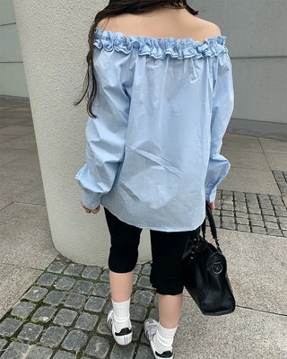 Frilled off-shoulder blouse