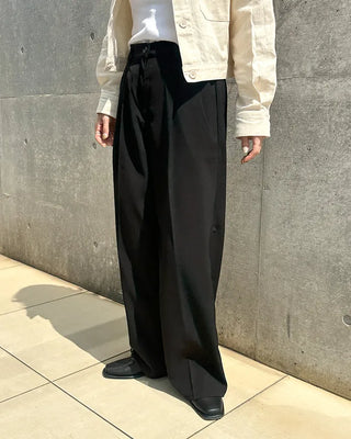 Pleated wide-leg slacks