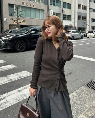 V-neck side-button cardigan