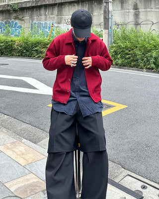 Button-collar knit cardigan