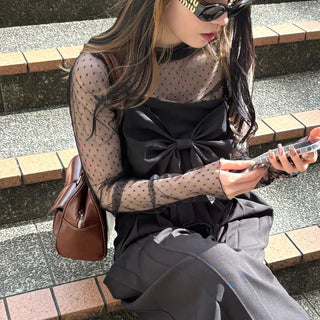 Dot pattern sheer T-shirt