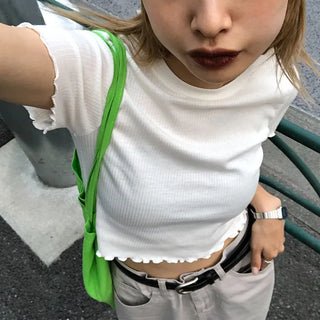 Cropped Frill Half-Sleeve T-Shirt