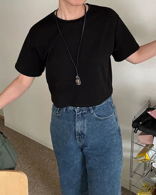 Basic semi-cropped T-shirt