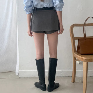 (set) Skirt with slit belt