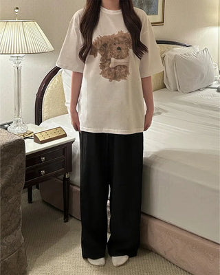 Oversized puppy half-sleeve t-shirt