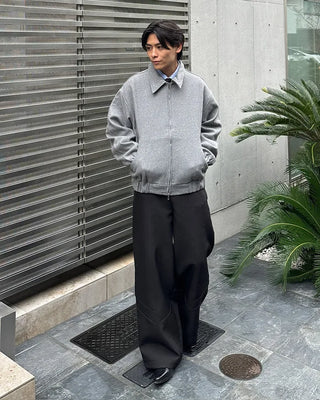 Wool zip collar jacket