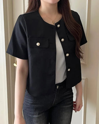Collarless half-sleeve jacket