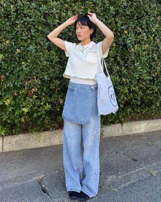Washed wrap wide denim