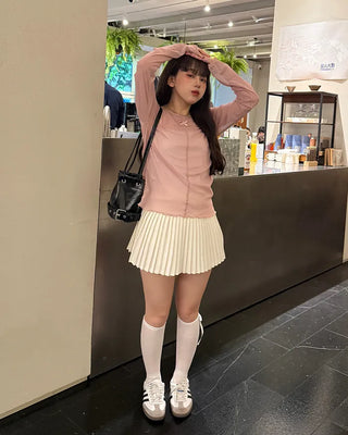 Slim pleated mini skirt