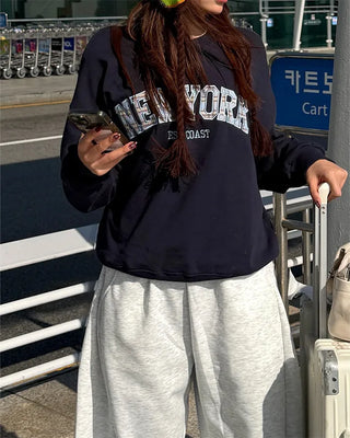 New York check sweatshirt