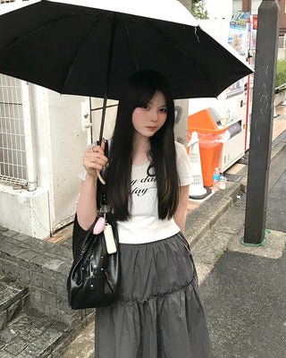 U-neck lace cropped T-shirt