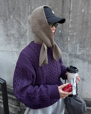 Wool color cable knit