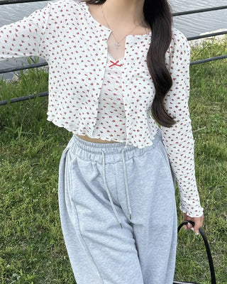 Cherry Camisole & Cardigan Set