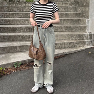 Striped cropped T-shirt
