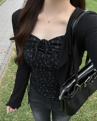 (Set item) Flower camisole & sheer cardigan