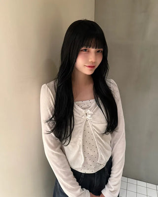 Halter neck polka dot pattern inner layered T-shirt