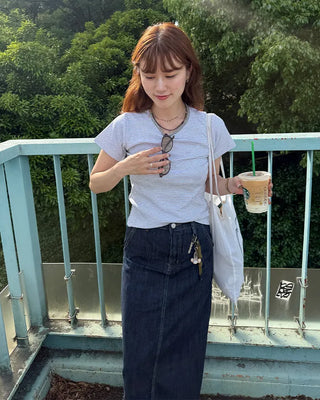 Striped crew neck T-shirt