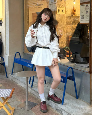 (ORIGINAL) Basic Pintuck Shirring Shirt