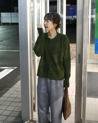Color Button Knit Cardigan