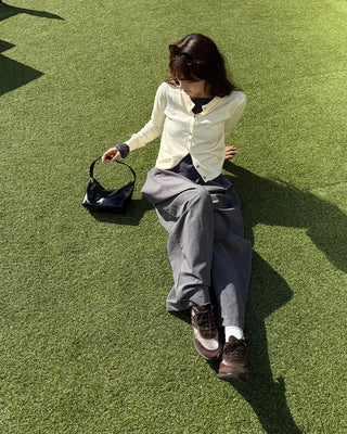 Leather one-handle shoulder bag