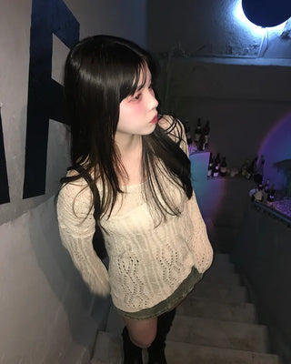 See-through perforated knit