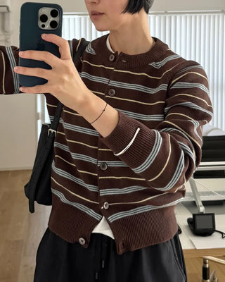 Striped Round Cardigan