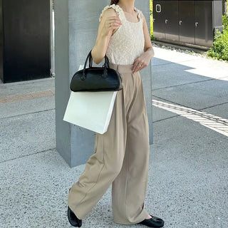 Pintuck wide slacks