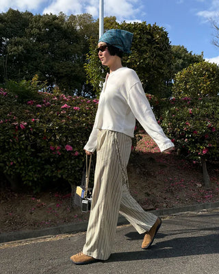 Drawstring striped pants
