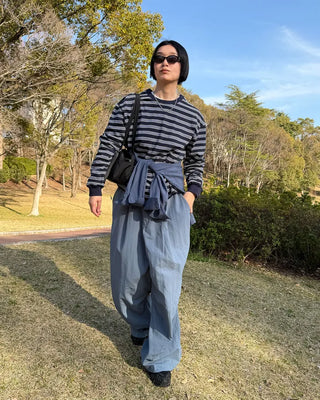 Cropped striped T-shirt