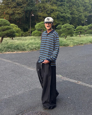 Oversized Striped Polo T-Shirt