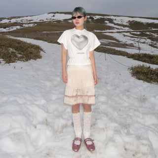 Heart print short-sleeved T-shirt