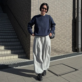 Pintuck Wide Brushed Sweatpants