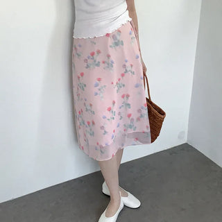 [2 colors] Flower String Midi Skirt