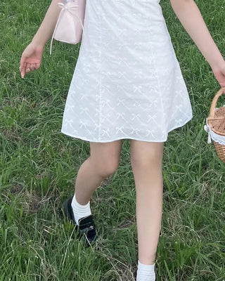 Ribbon puff mini dress