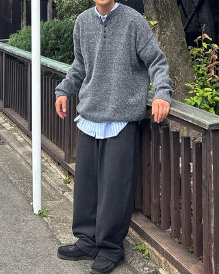 Henley neck basic knit