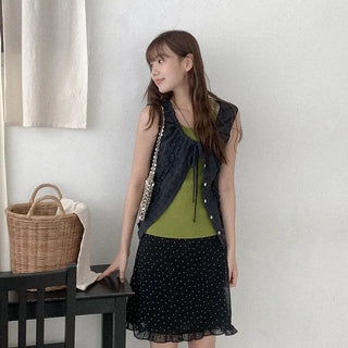 Polka Dot Frill Midi Skirt