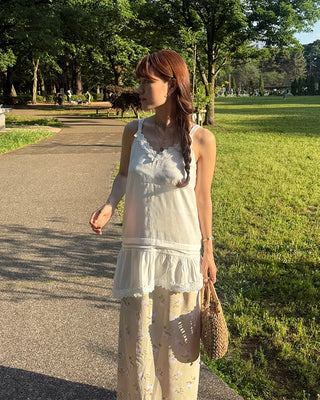 Lace peplum camisole