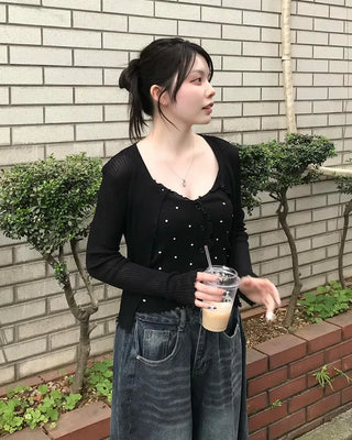 Knit sleeveless cardigan set
