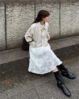Flower lace midi skirt