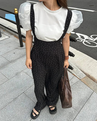 Pleated smoked overalls