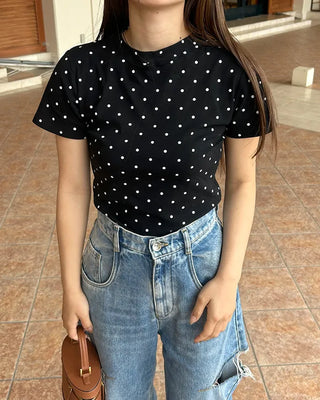 Polka Dot Half-Sleeve T-Shirt